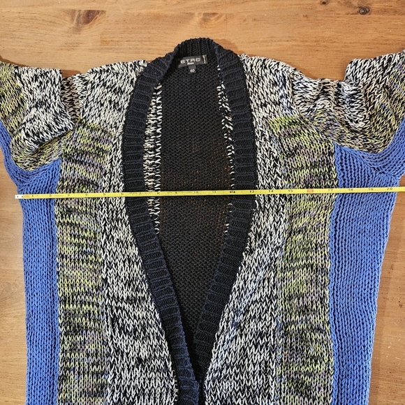 Etro Blue Multi Melange Knit Heavy Longline Sweater Cardigan Size 40 / Small EUC - Picture 7 of 9
